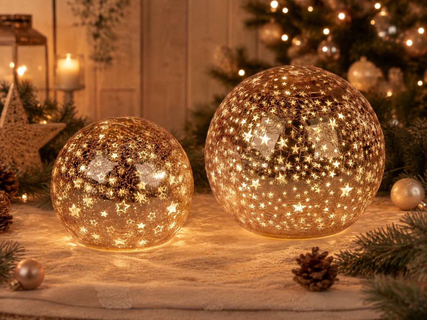 Deko Lichtkugel LED Sterne rose
