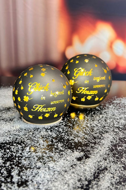 Lichtkugel Aurora "Glück beginnt" 10cm anthrazit