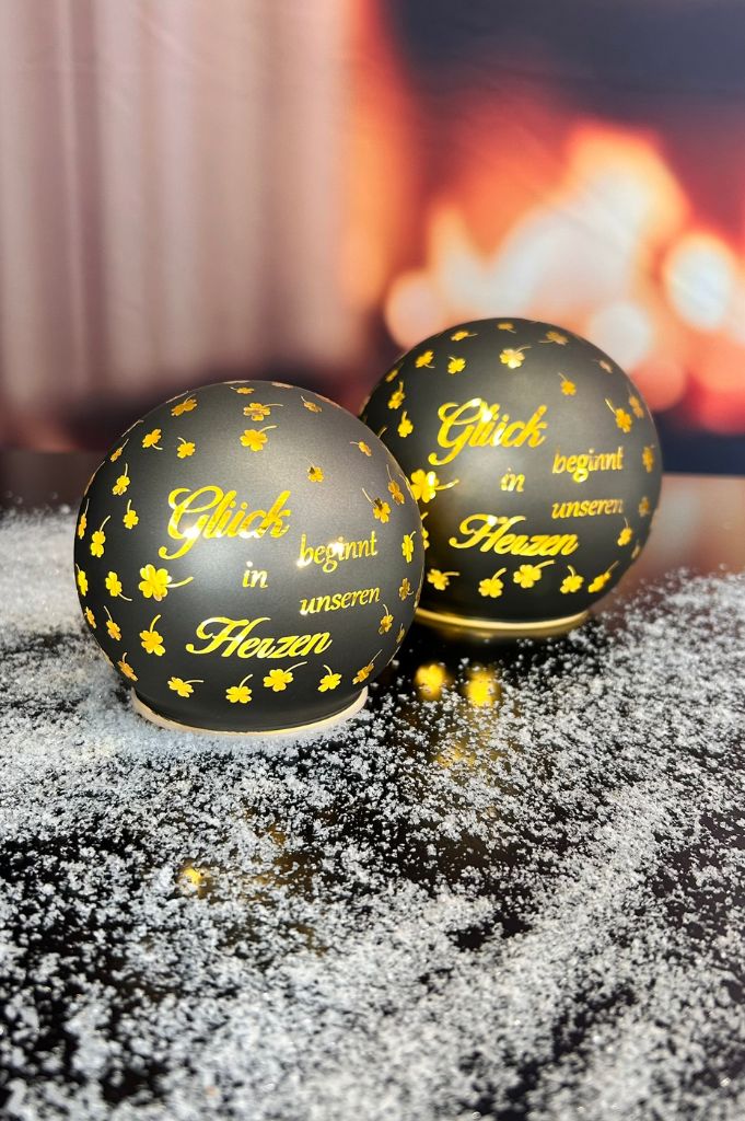 Lichtkugel Aurora "Glück beginnt" 10cm anthrazit