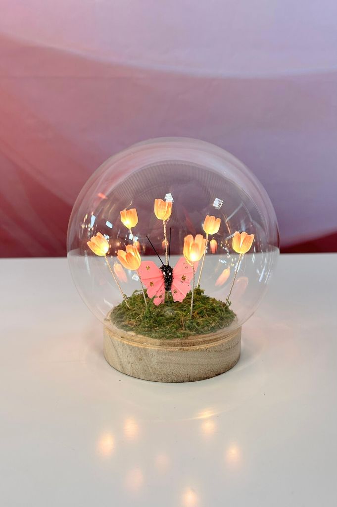 Deko Lichtkugel LED mit Schmetterling+Blumen