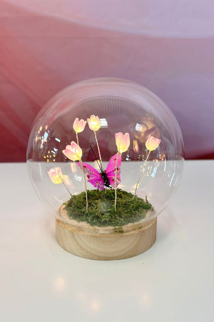 Deko Lichtkugel LED mit Schmetterling+Blumen