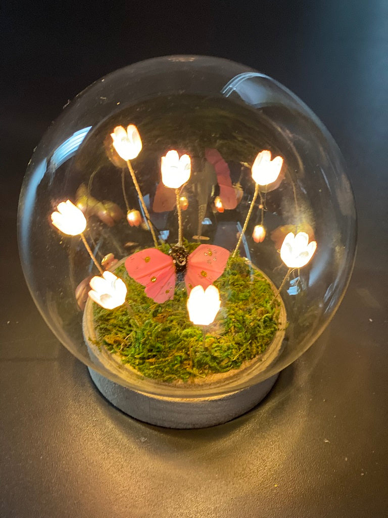 Deko Lichtkugel LED mit Schmetterling+Blumen