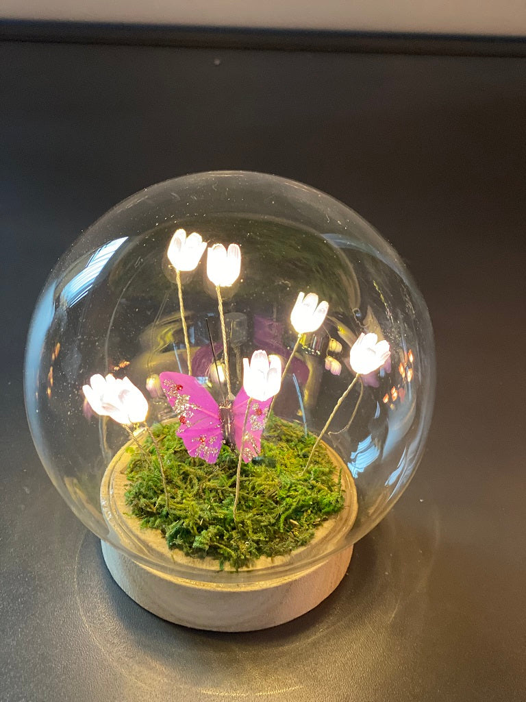Deko Lichtkugel LED mit Schmetterling+Blumen