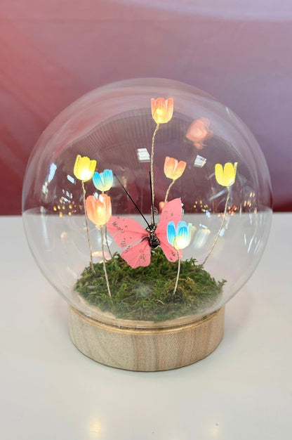 Deko Lichtkugel LED mit Schmetterling+Blumen