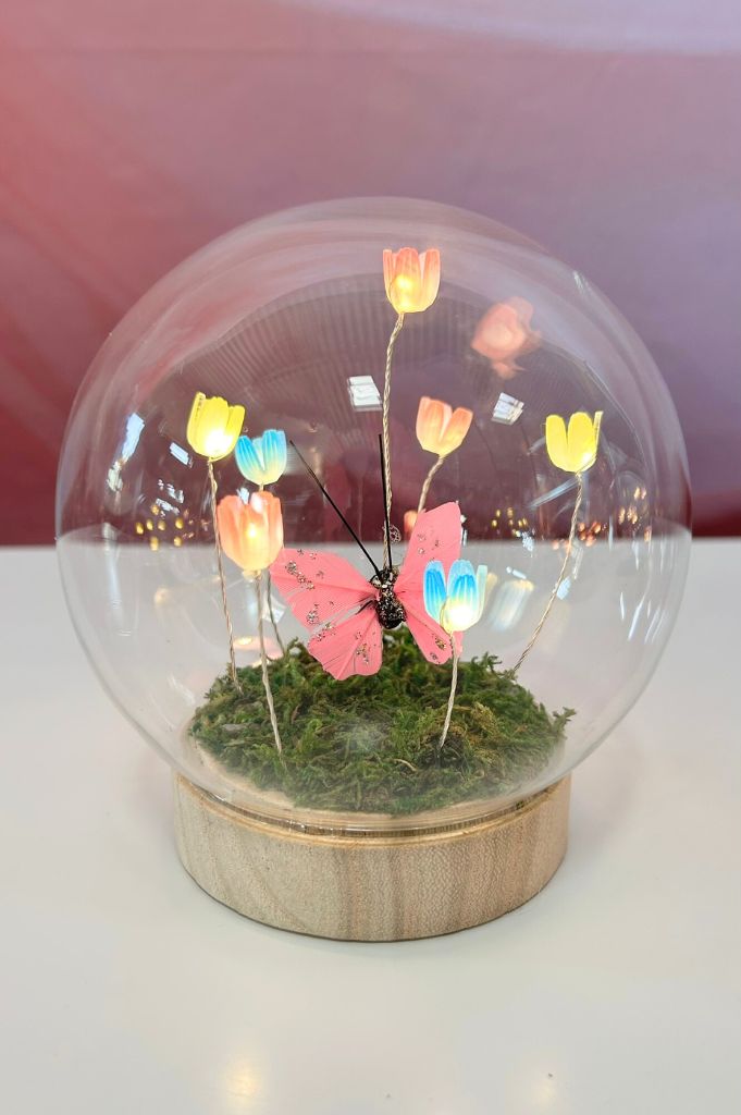 Deko Lichtkugel LED mit Schmetterling+Blumen