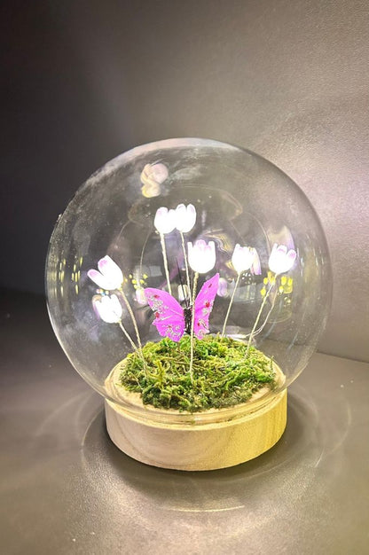 Deko Lichtkugel LED mit Schmetterling+Blumen
