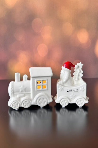 Deko Zug Lukas mit Waggons 4fach creme-weiß