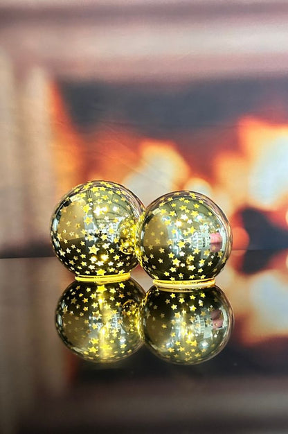 2er Set Glaskugel Lumina LED 15cm Stern gold