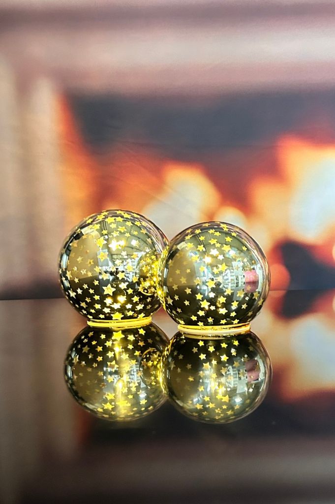 2er Set Glaskugel Lumina LED 15cm Stern gold