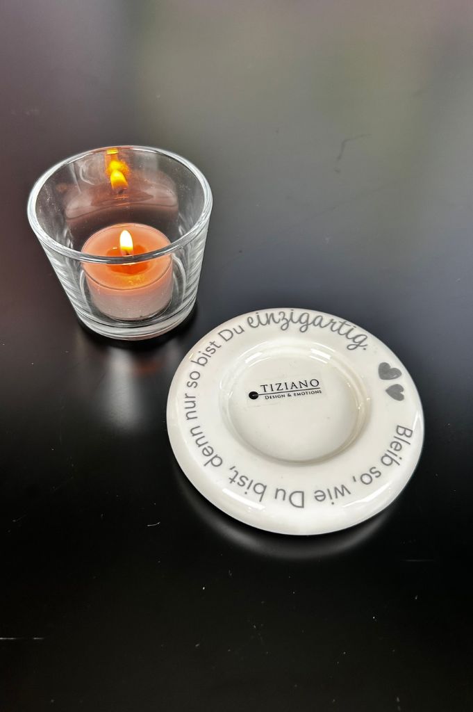 Dekolicht Lumina 10cm mit Schrift Bleib so...+Visco