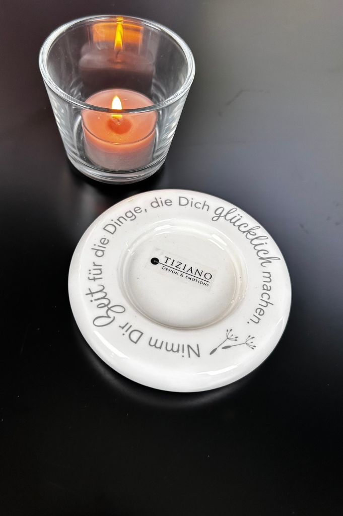 Dekolicht Lumina 10cm mit Schrift Nimm Dir Zeit...+Visco