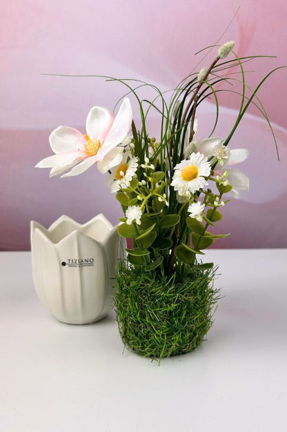 Deko Magnolie auf Grassockel