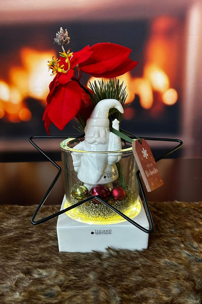 Dekoset Windlicht Mantova LED mit Santa Sam creme-weiß