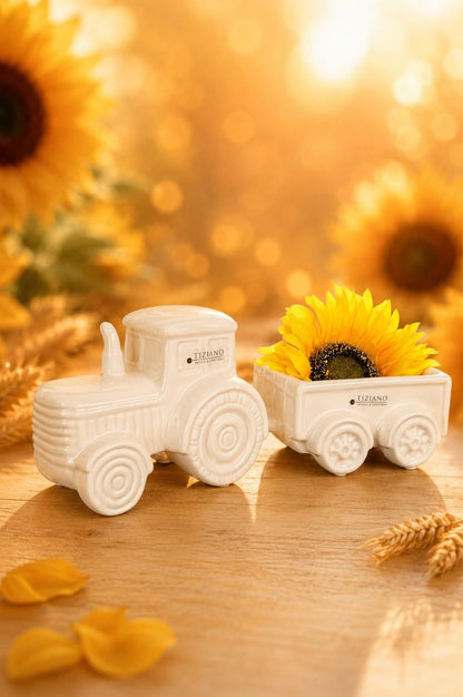 Traktor m.Anhänger Marradi 30cm creme-weiß