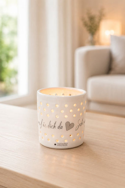Tischlicht Mazano "Ich bin immer für dich da" creme-weiß