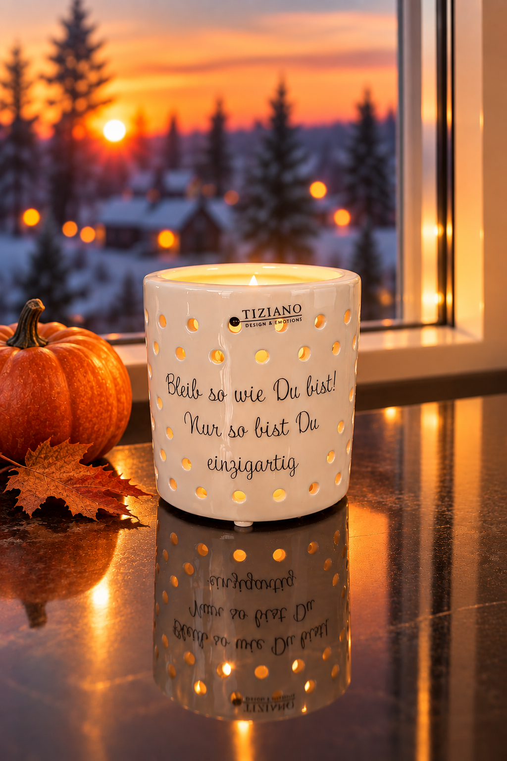 J2 Tischlicht Mazano 10cm mit Schrift creme-weiß