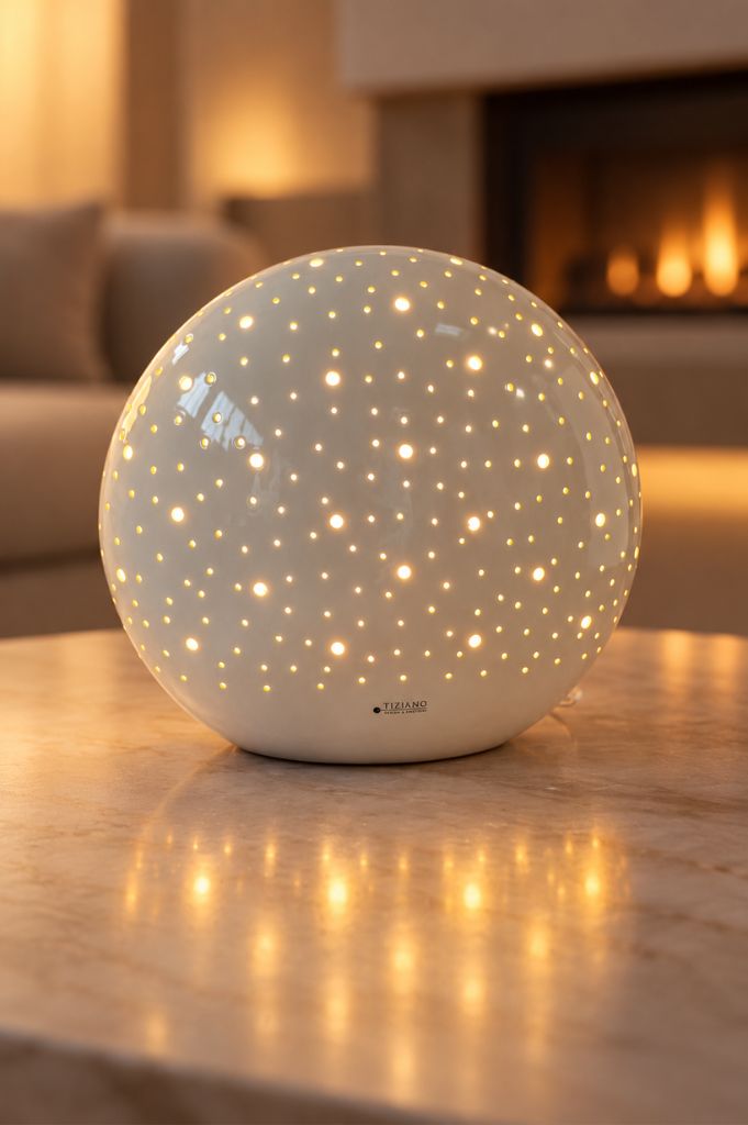 Lampe Mendini oval weiß creme