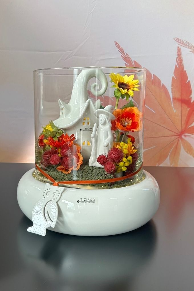 Dekoset Merida mit Haus Avalon LED+Hexe Franca creme-weiß