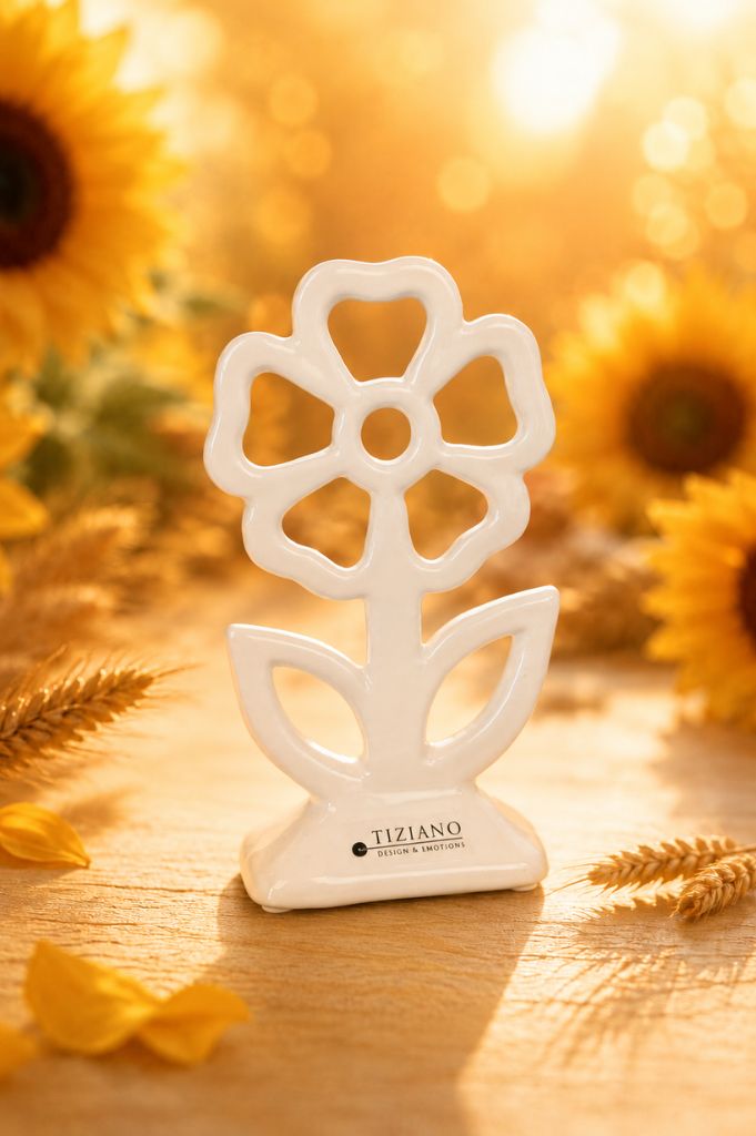 Deko Blume Mesola rund creme-weiß