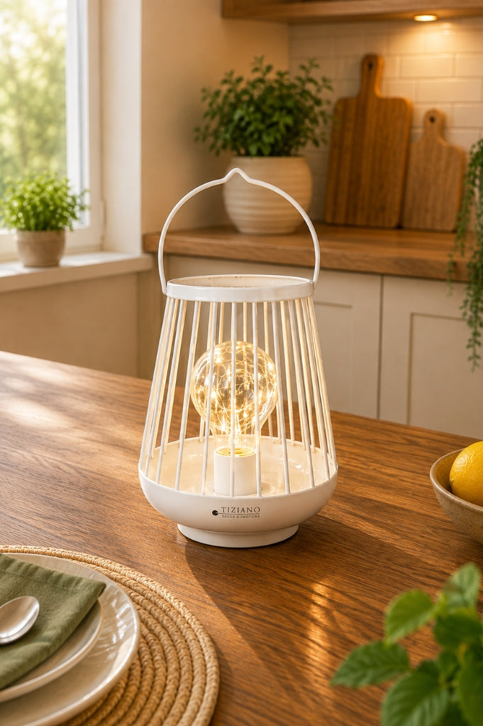 Metall-Licht Porte LED 15,5 cm creme-weiß