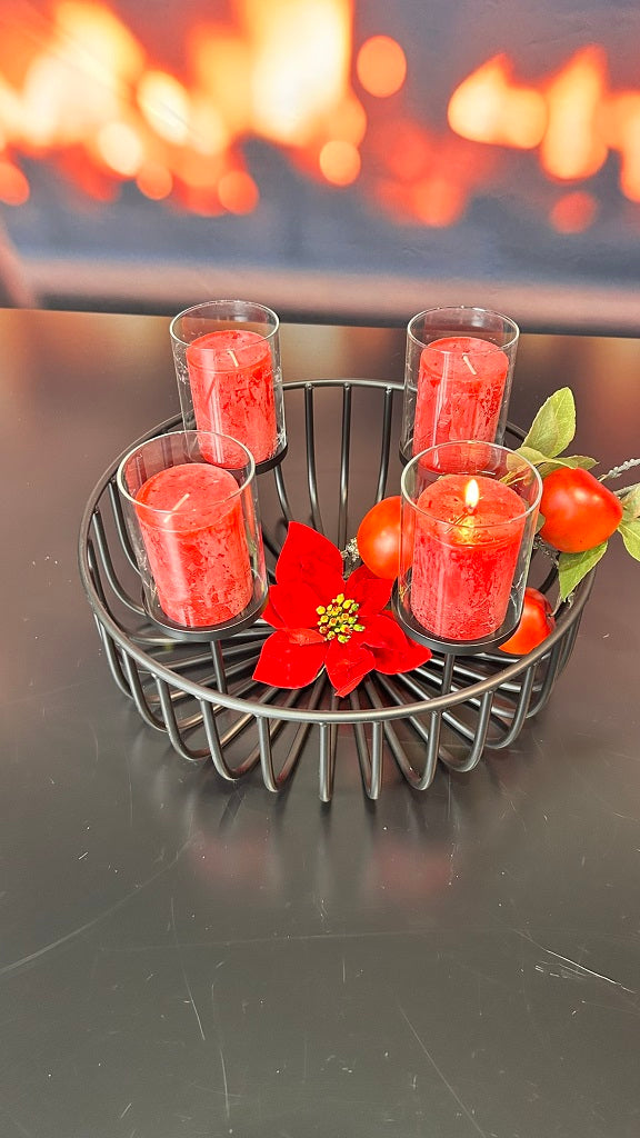 Deko Metall Kerzenleuchter rund 35cm schwarz