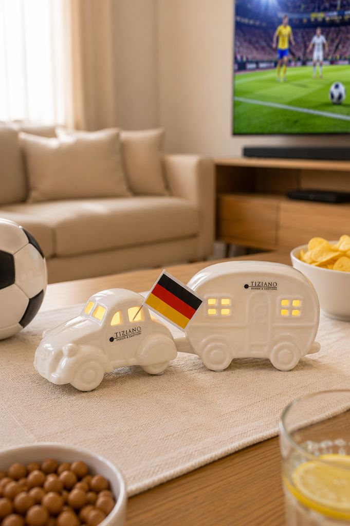 Set Auto Ente Milo+Wohnwagen Casina creme-weiß