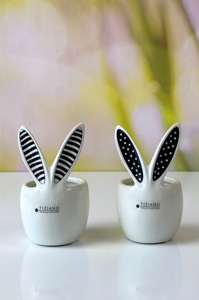 Kübel Molini mit Ohren in creme-schwarz in 2 Varianten