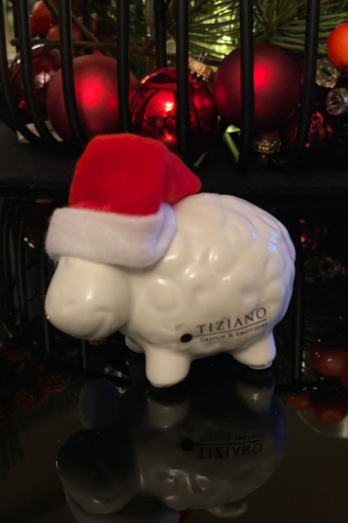 Dekoset Schaf Molly mit Nikolausmütze