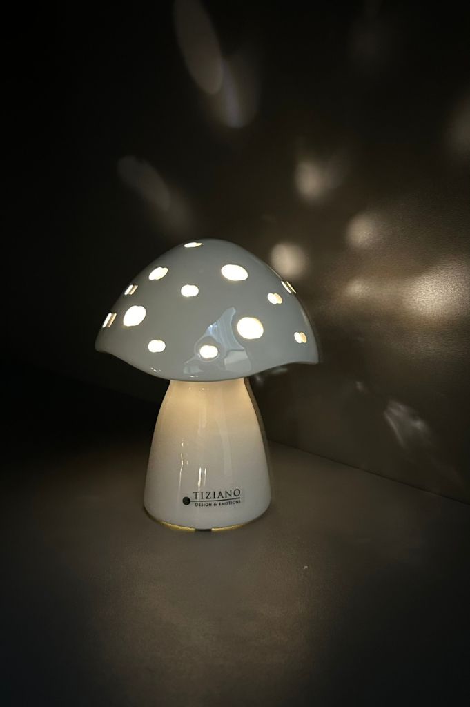 Deko Pilz Niara LED hoch creme-weiß