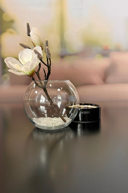 Windlicht Ovaro LED 22cm schwarz mit Klarglas