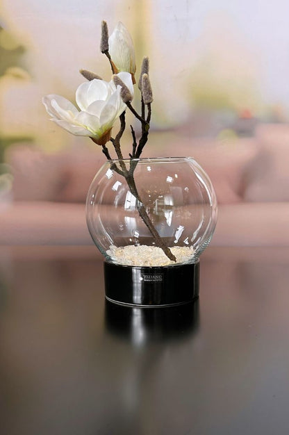 Windlicht Ovaro LED 22cm schwarz mit Klarglas