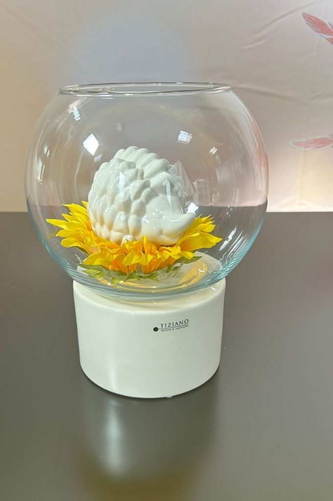 Dekoset Narvik mit Glas Ovaro+Igel Max creme-weiß