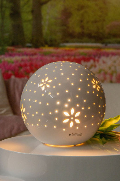 Lampe Tadino rund 25cm weiß-creme