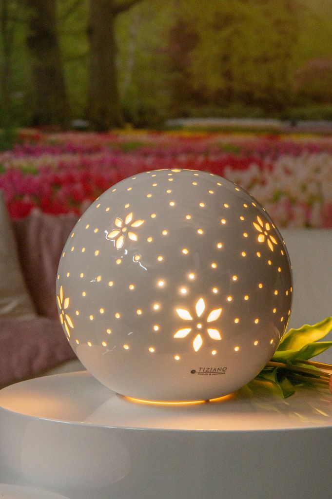 Lampe Tadino rund 25cm weiß-creme