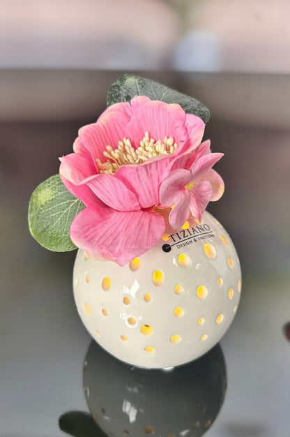 Dekoset Lichtkugel Padova creme-weiß mit Anemone