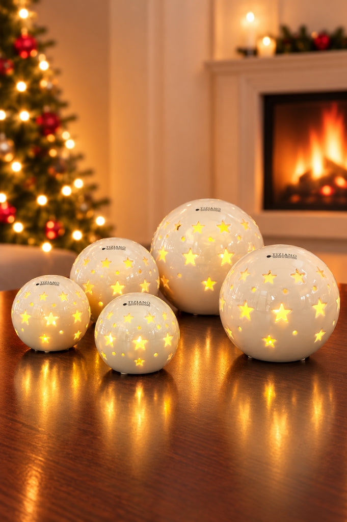 Lichtkugel Padova LED m. Stern creme-weiß