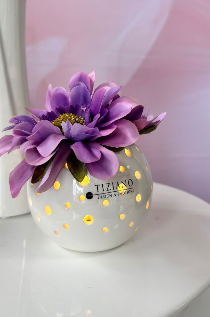Dekoset Lichtkugel Padova creme-weiß 10cm mit Zinnie
