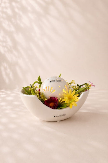 Dekoset Piceno mit Blumendeko und Lichtkugel Volano