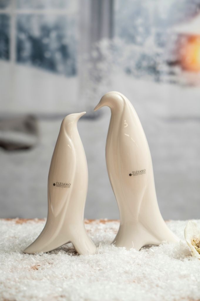 Dekoset Pinguin Paar Tizio+Kugel Splendore LED+Vase Alba M