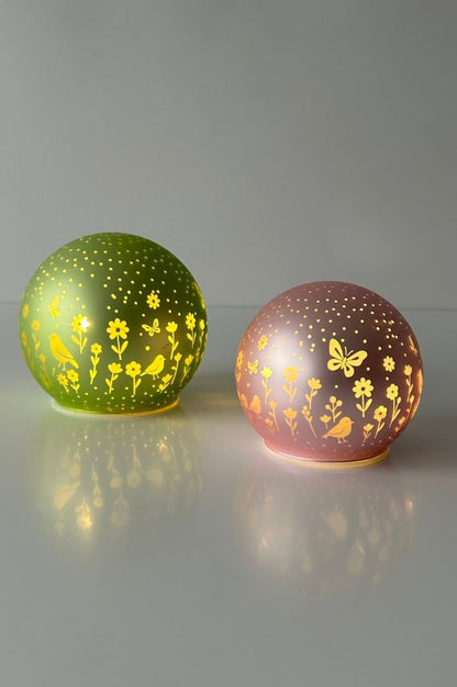 Lichkugel Polline LED Glas in rosa & grün