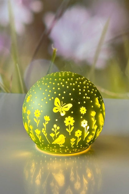 Lichkugel Polline LED Glas in rosa & grün