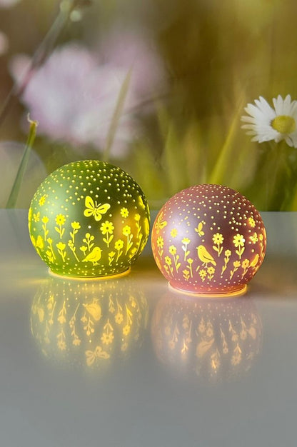 Lichkugel Polline LED Glas in rosa & grün