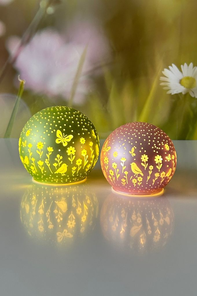 2er Set Lichtkugel Polline LED grün+rosa