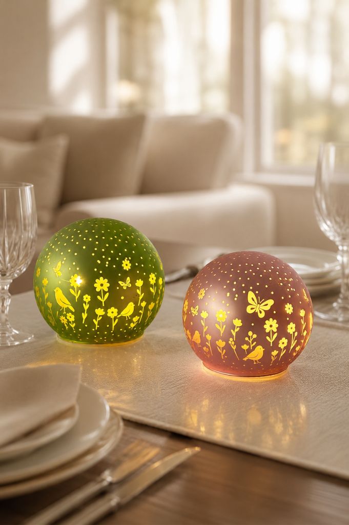 Lichkugel Polline LED Glas in rosa & grün