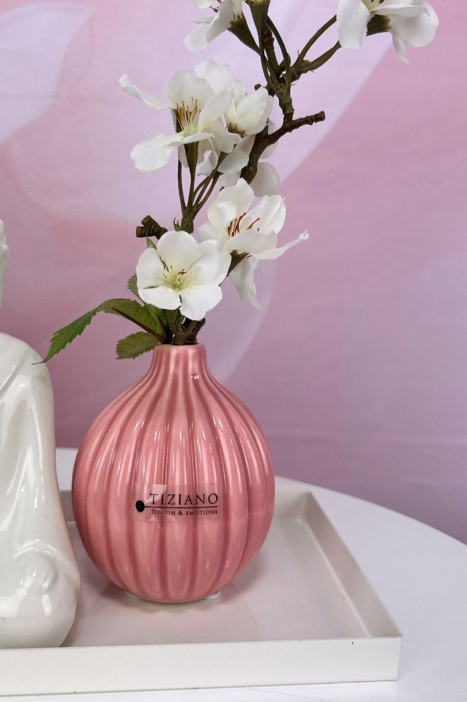 2er Set Vase Prisma 9+11cm in Rosatönen für Trockenblume