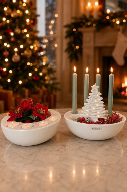 Adventsschale Raveo für Teelicht creme - weiß