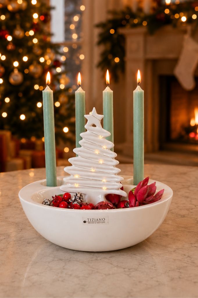 Adventsschale Raveo für Teelicht creme - weiß