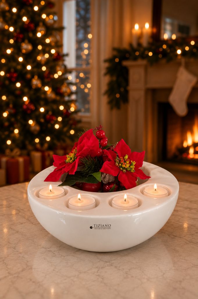 Adventsschale Raveo für Teelicht creme - weiß