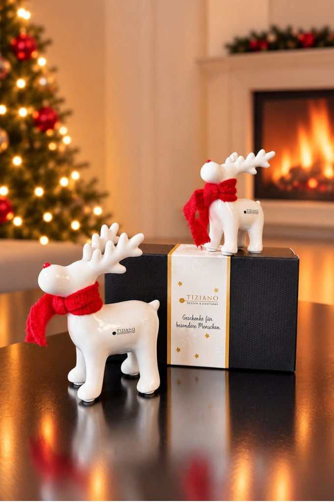 Deko Rentier Rudolph stehend dekoriert in Geschenkkarton