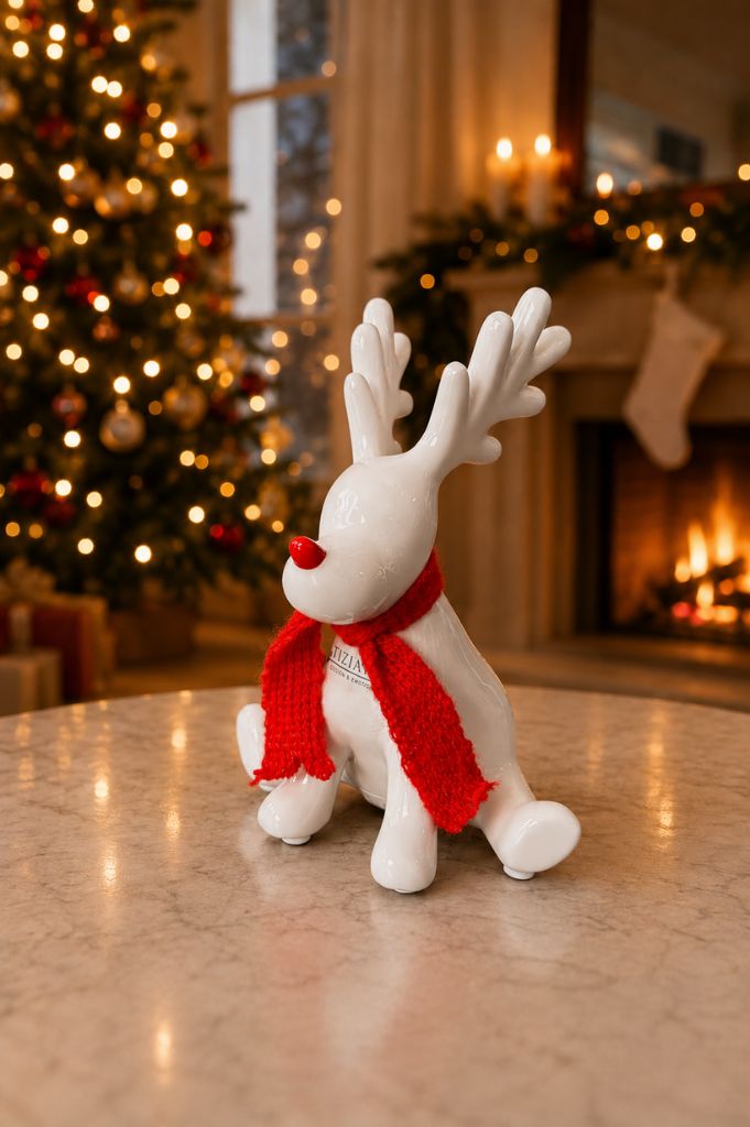 Deko Rentier Rudolph sitzend creme-weiß